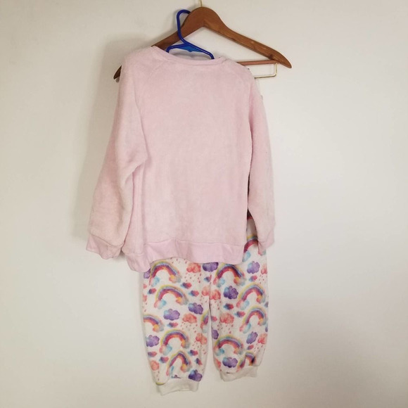 Rainbow pjs plush fuzzy 14 girls fuzzy Sweater Pants - Picture 3 of 6